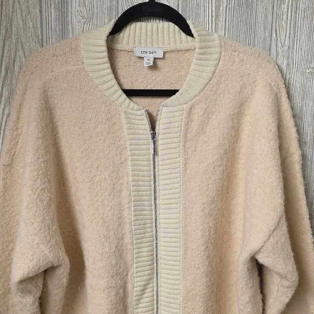On 34th Booucle Cozy Bomber Jacket Womens Size 3X